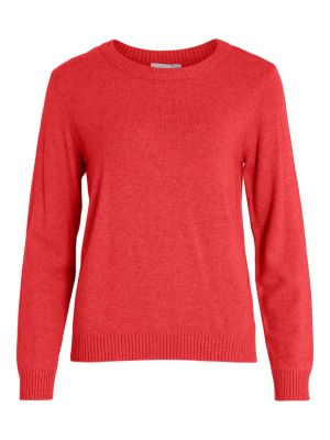 Меланжов пуловер Vila червено