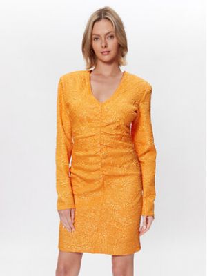 Pomarańczowa sukienka koktajlowa dopasowana Gestuz