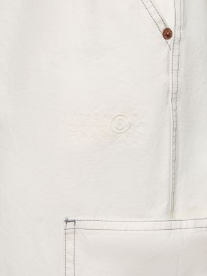 Pantalon cargo en coton Mm6 Maison Margiela blanc