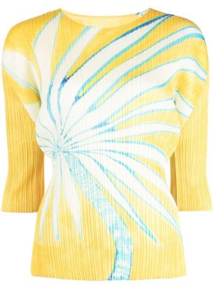 Πλισέ φλοράλ μπλούζα με σχέδιο Pleats Please Issey Miyake κίτρινο