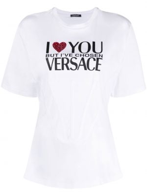 Pamut póló nyomtatás Versace fehér