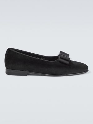 Pantofi loafer cu funde de catifea Manolo Blahnik negru