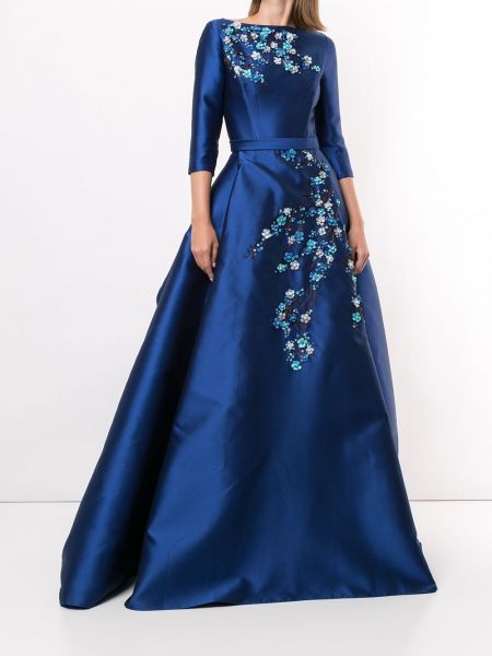 Vestido de noche con apliques Carolina Herrera azul