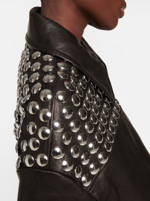 Kožená bunda s cvočkami Khaite čierna