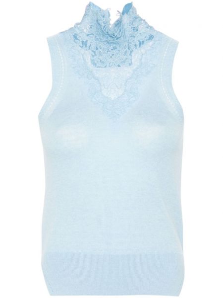 Blomstret tanktop med applikation Ermanno Scervino blå