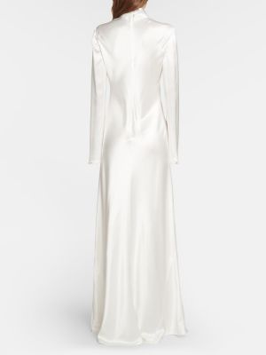 Jedwabna sukienka długa Galvan biała