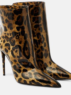 Кожени обувки до глезена с принт с леопардов принт Dolce&gabbana