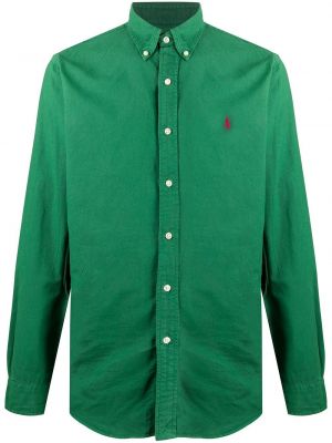 Camisa con bordado de punto con escote v Polo Ralph Lauren verde