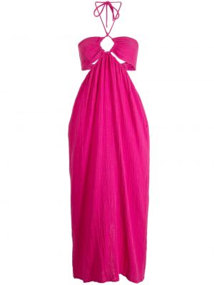 Sukienka z odkrytymi plecami bawełniane Mara Hoffman - różowy