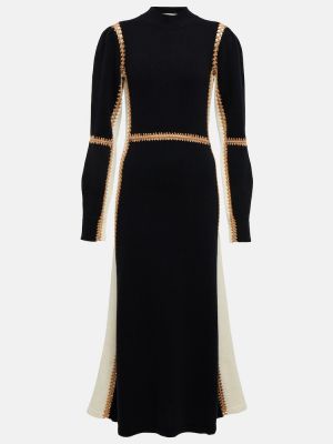 Vestido midi de lana de cachemir con estampado de cachemira Chloé negro