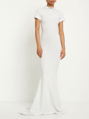 Sukienka długa bawełniana z dżerseju Balenciaga biała
