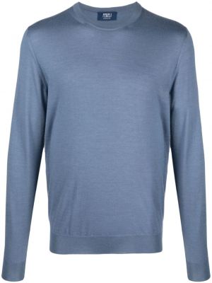 Пуловер от джърси с кръгло деколте Fedeli синьо