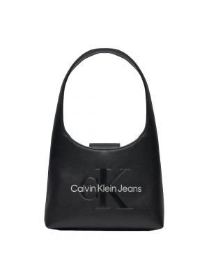 Shopperka skórzana ze skóry ekologicznej Calvin Klein Jeans czarna
