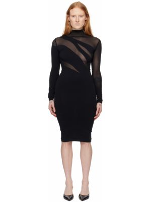 Черное прозрачное непрозрачное платье-миди Wolford