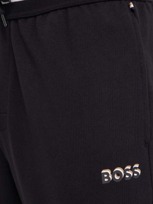 Pantaloni sport din bumbac Boss negru