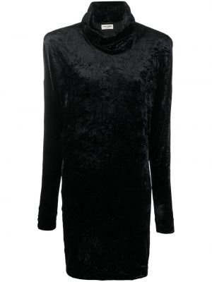 Zamatové koktejlkové šaty Saint Laurent čierna