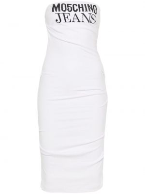 Μίντι φόρεμα με σχέδιο Moschino Jeans λευκό