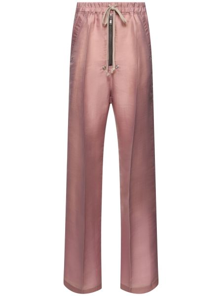 Selyem egyenes szárú nadrág Rick Owens rózsaszín
