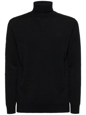 Suéter de lana de punto Moschino negro