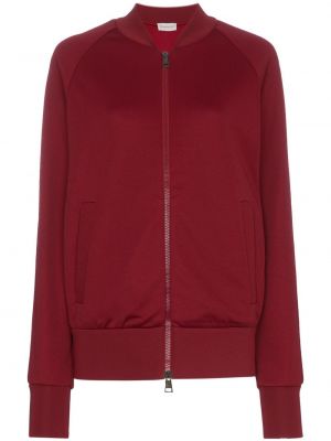 Памучен пуловер на райета Moncler червено