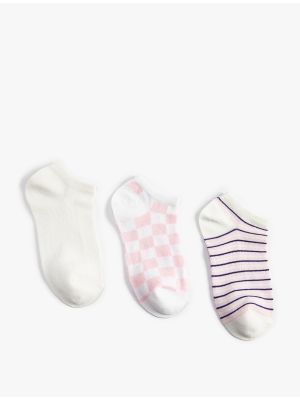 Карирани памучни чорапи Koton бяло