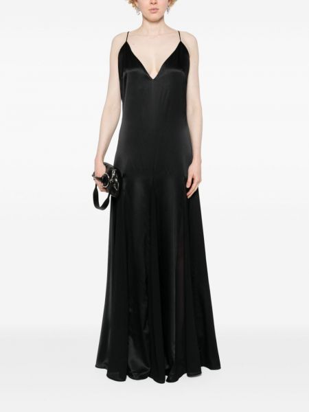 Saténové večerní šaty Elisabetta Franchi černé