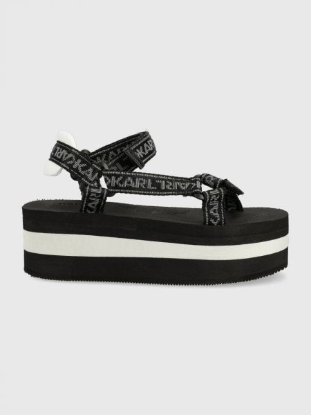 Sandály na platformě na klínovém podpatku Karl Lagerfeld černé