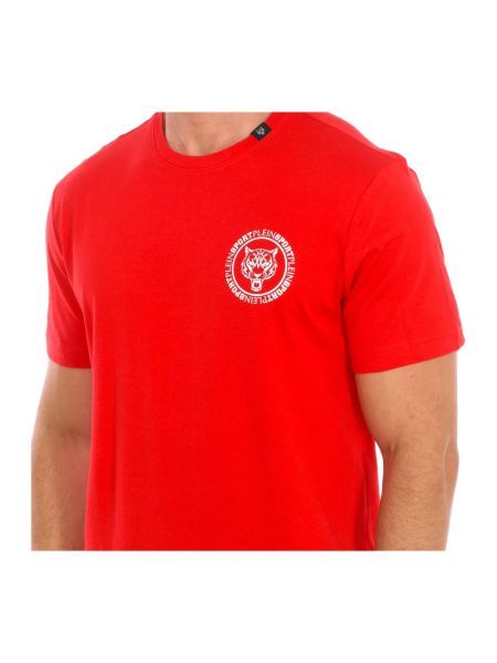 Koszulka z nadrukiem z krótkim rękawem Plein Sport czerwona