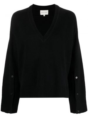 Пуловер с v-образно деколте Loulou Studio черно