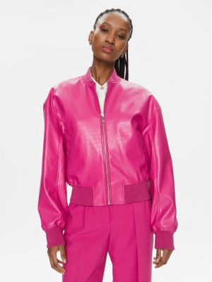 Розовая кожаная куртка из искусственной кожи Hugo