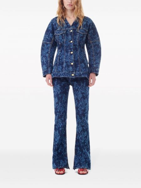 Geblümte jeansjacke mit print Ganni blau