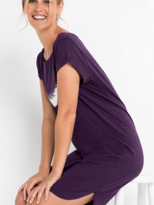 Хлопковая ночная рубашка Bpc Bonprix Collection фиолетовая