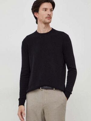 Gyapjú pulóver Sisley fekete
