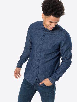 Βαμβακερό πουκάμισο τζιν Cotton On μπλε
