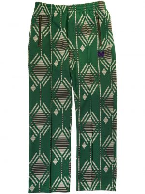 Pantaloni sport cu imagine cu imprimeu geometric Needles verde