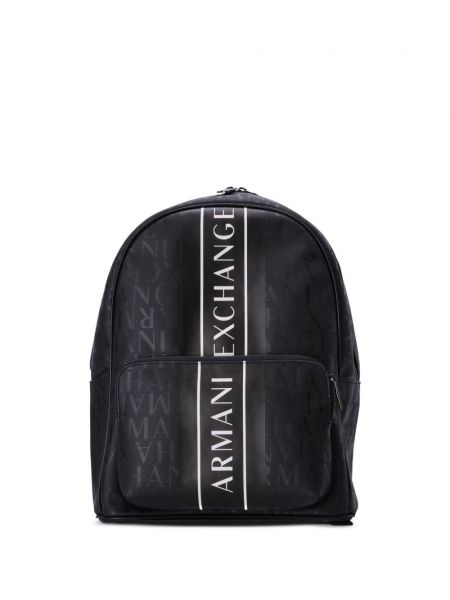 Pruhovaný batoh s potlačou Armani Exchange čierna