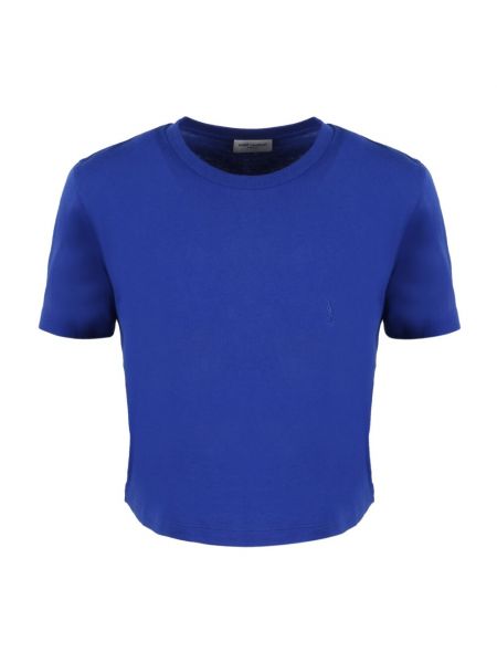 T-shirt z haftem Saint Laurent, niebieski