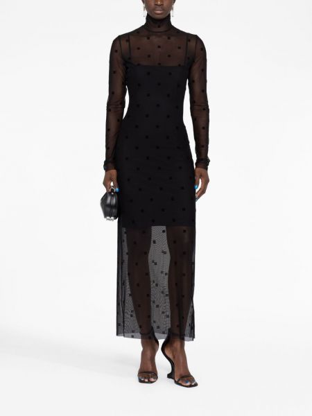 Tylové dlouhé šaty Givenchy černé