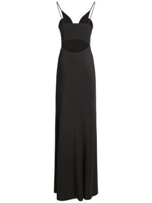 Svilena dolga obleka Isabel Marant črna