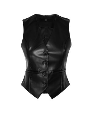 Kožená přiléhavá vesta z imitace kůže Trendyol černá