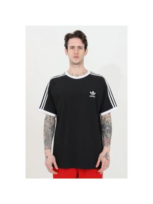 Camiseta con bordado a rayas Adidas Originals negro