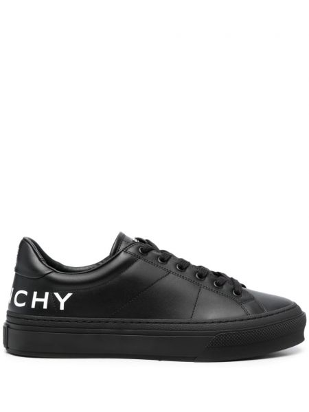 Leder sneaker mit print Givenchy schwarz