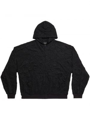 Mrežasta hoodie s kapuljačom s patentnim zatvaračem Balenciaga crna