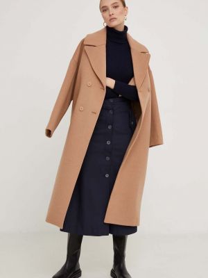 Oversized vlněný kabát Answear Lab hnědý