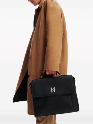 Iš natūralios odos nešiojamo kompiuterio krepšys Karl Lagerfeld juoda