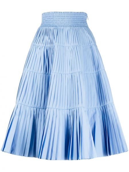 Плиссированная юбка с завышенной талией Prada, синий