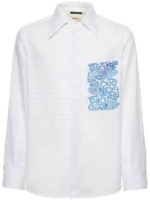 Памучна ленена риза с принт Federico Cina бяло