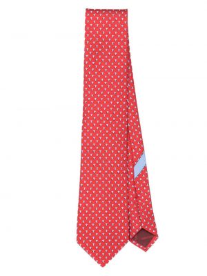 Μεταξωτή γραβάτα με σχέδιο Ferragamo κόκκινο