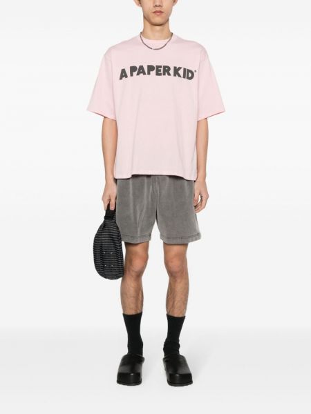Kokvilnas t-krekls ar apdruku A Paper Kid rozā