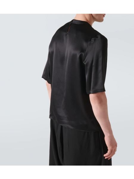 Tricou de mătase Saint Laurent negru